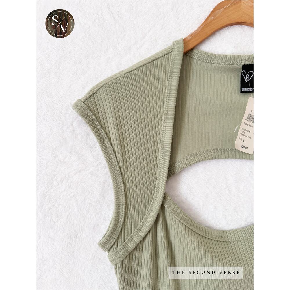 Windsor NWT Cute Ease Cap Sleeve Cutout Open Back Midi Dress Mint Green Large - Picture 5 of 8